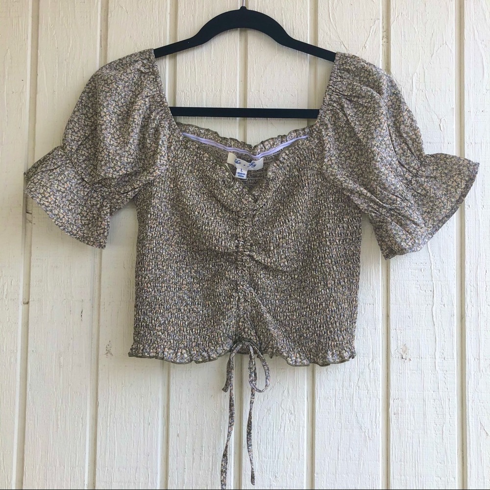 NWT She and Sky Floral Smocked Crop Top